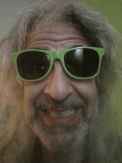 A Man With A Beard Wears Green Sunglasses GIF