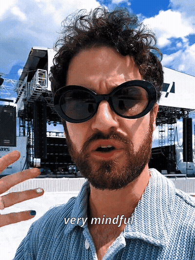 A Man With A Beard Wears Sunglasses And Says " Very Mindful " GIF