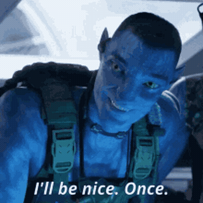 A Man With A Blue Face Is Smiling And Says I 'Ll Be Nice Once GIF