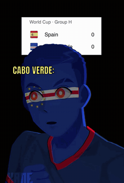 A Man With A Blue Face Painted With The Cabo Verde Flag GIF