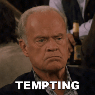 A Man With A Bottle Of Beer Behind Him And The Word Tempting Written On The Bottom GIF