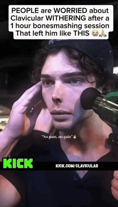 A Man With A Brush On His Face And A Caption That Says " People Are Worried About Clavicular Withering " GIF