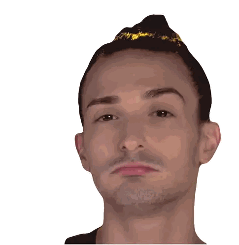 A Man With A Bun On His Head Is Making A Funny Face Sticker