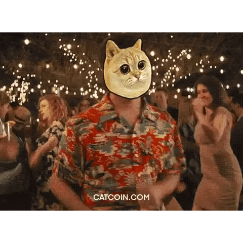 A Man With A Cat Mask On His Face Is Dancing Sticker