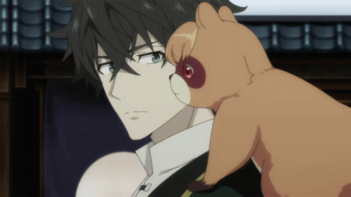A Man With A Cat On His Shoulder Looks To The Side GIF