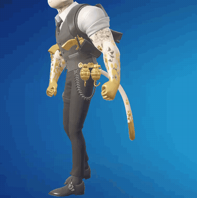 A Man With A Cat 'S Head Is Wearing A Suit And Gloves GIF