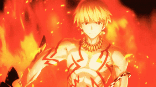 A Man With A Chain Around His Waist Is Surrounded By Flames GIF