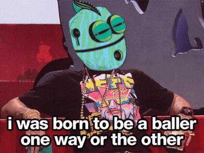 A Man With A Chameleon On His Head Says He Was Born To Be A Baller One Way Or The Other GIF