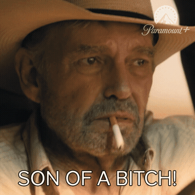 A Man With A Cigarette In His Mouth And The Words Son Of A Bitch GIF