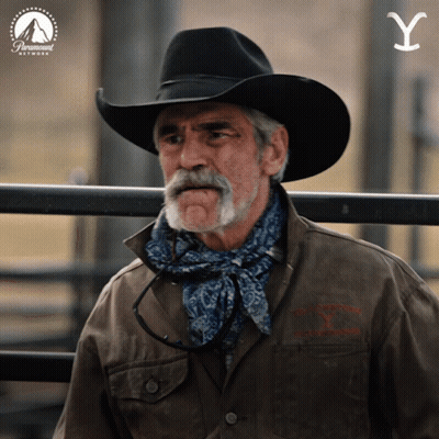 A Man With A Cowboy Hat And A Paramount Network Logo GIF