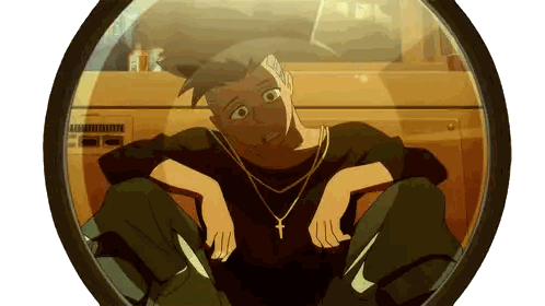 A Man With A Cross Necklace Is Sitting In A Circle Sticker
