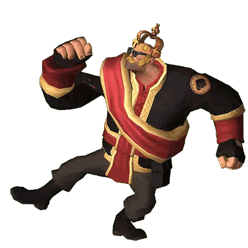 A Man With A Crown On His Head And A Fist On His Chest Sticker