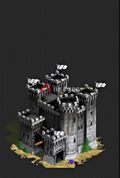 A Man With A Crown On His Head Is Standing In Front Of A Castle With A Why Hello Friend Message GIF