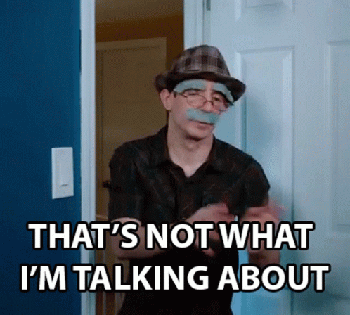 A Man With A Fake Mustache And Glasses Says That 'S Not What I 'M Talking About .. GIF