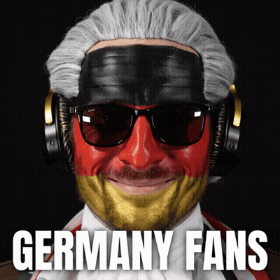 A Man With A German Flag Painted On His Face Wears Headphones GIF