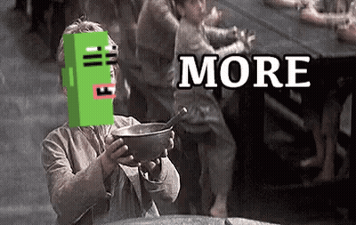 A Man With A Green Face Is Holding A Bowl Of Food In Front Of A Crowd Of People . GIF