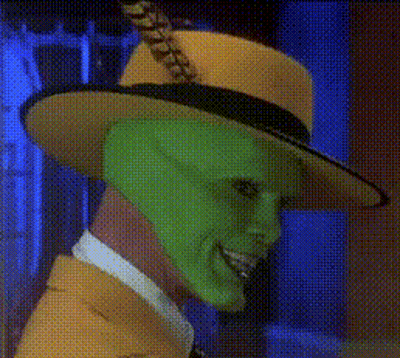 A Man With A Green Mask And A Yellow Hat GIF