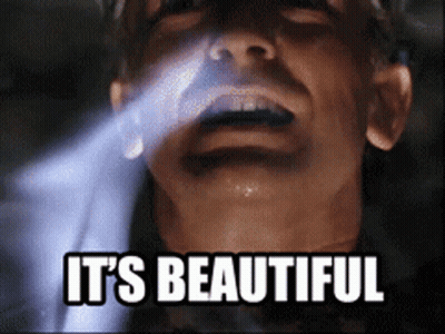 A Man With A Light Coming Out Of His Mouth And The Words It 'S Beautiful Above Him GIF