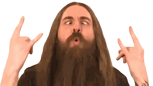 A Man With A Long Beard Making A Horns Sign Sticker