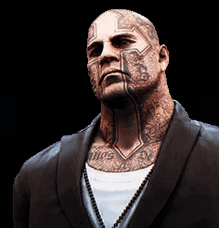 A Man With A Lot Of Tattoos On His Face Is Wearing A Suit GIF