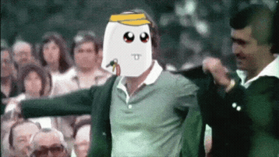 A Man With A Marshmallow On His Face Stands In A Crowd GIF