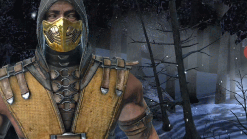 A Man With A Mask On His Face Is Standing In A Forest GIF