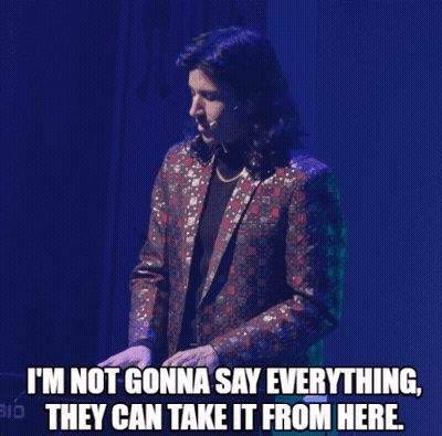 A Man With A Microphone In His Ear Says I 'M Not Gonna Say Everything They Can Take It From Here GIF