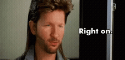 A Man With A Mullet And A Beard Says Right On GIF