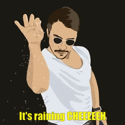 A Man With A Mustache And Sunglasses Says It 'S Raining Cheeeeeh GIF