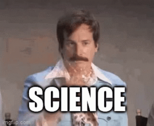 A Man With A Mustache Is Holding A Piece Of Paper With The Word Science Written On It . GIF