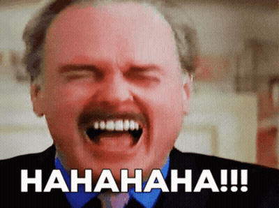 A Man With A Mustache Is Laughing With The Words  Hahaha !!! Written Below Him GIF