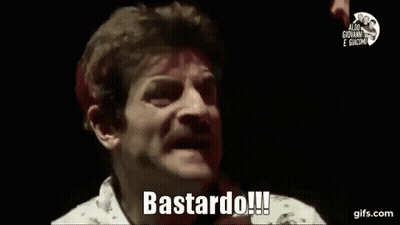 A Man With A Mustache Is Making A Funny Face And Saying Bastard ! GIF