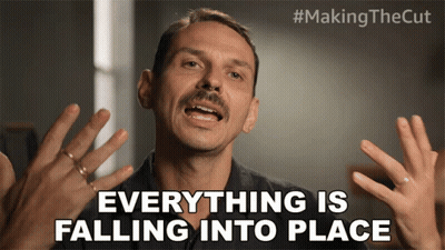 A Man With A Mustache Is Making A Funny Face And Says Everything Is Falling Into Place GIF