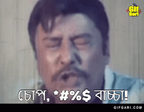 A Man With A Mustache Is Making A Funny Face With His Eyes Closed GIF