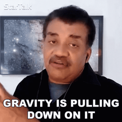 A Man With A Mustache Is Saying Gravity Is Pulling Down On It . GIF