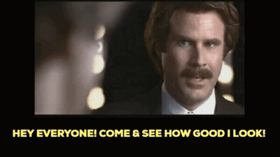 A Man With A Mustache Is Saying Hey Everyone Come & See How Good I Look GIF