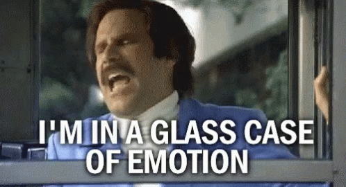 A Man With A Mustache Is Screaming Out Of A Window And Saying `` I 'M In A Glass Case Of Emotion '' GIF