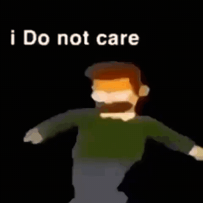 A Man With A Mustache Is Standing In Front Of A Black Background With The Words `` I Do Not Care '' Written On It . GIF