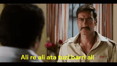 A Man With A Mustache Is Talking To Another Man And The Words Ali Re Ali Ata Tuzt Barri Ali Are On The Screen GIF