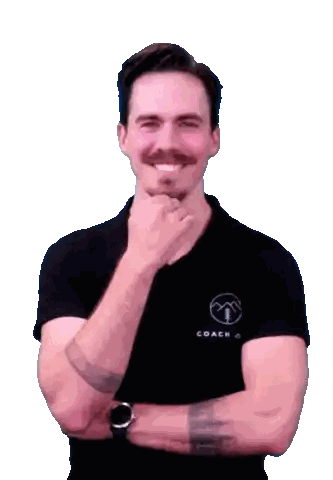 A Man With A Mustache Is Wearing A Black Shirt That Says Coach On It Sticker