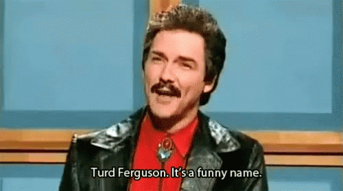 A Man With A Mustache Is Wearing A Leather Jacket And A Red Shirt And Is Talking About Turd Ferguson . GIF