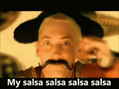 A Man With A Mustache Is Wearing A Sombrero And Says " My Salsa Salsa Salsa Salsa " GIF