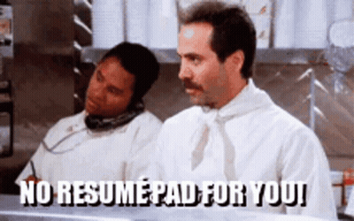 A Man With A Mustache Says No Resume Pad For You ! GIF