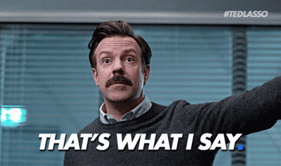 A Man With A Mustache Says " That 'S What I Say " In White Letters GIF