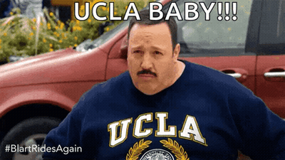 A Man With A Mustache Wearing A Blue Ucla Sweatshirt GIF