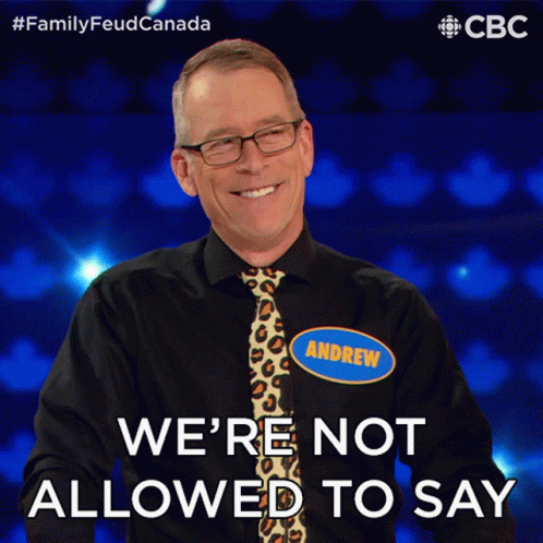 A Man With A Name Tag That Says Andrew Is Not Allowed To Say Anything GIF