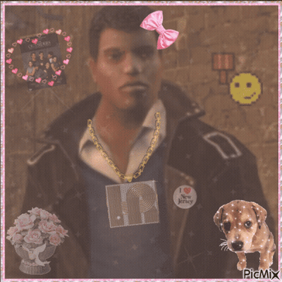 A Man With A Necklace That Says I Love New Jersey On It GIF