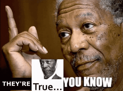 A Man With A Picture Of A Man And The Words " They 'Re True You Know " On The Bottom GIF