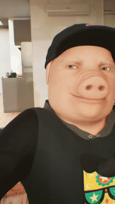 A Man With A Pig Nose Is Wearing A Hat And Sunglasses GIF