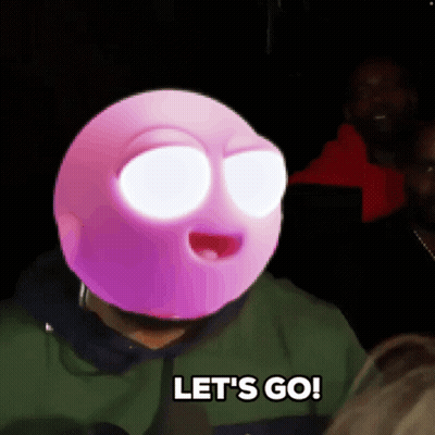 A Man With A Pink Ball On His Head And The Words Let 'S Go GIF